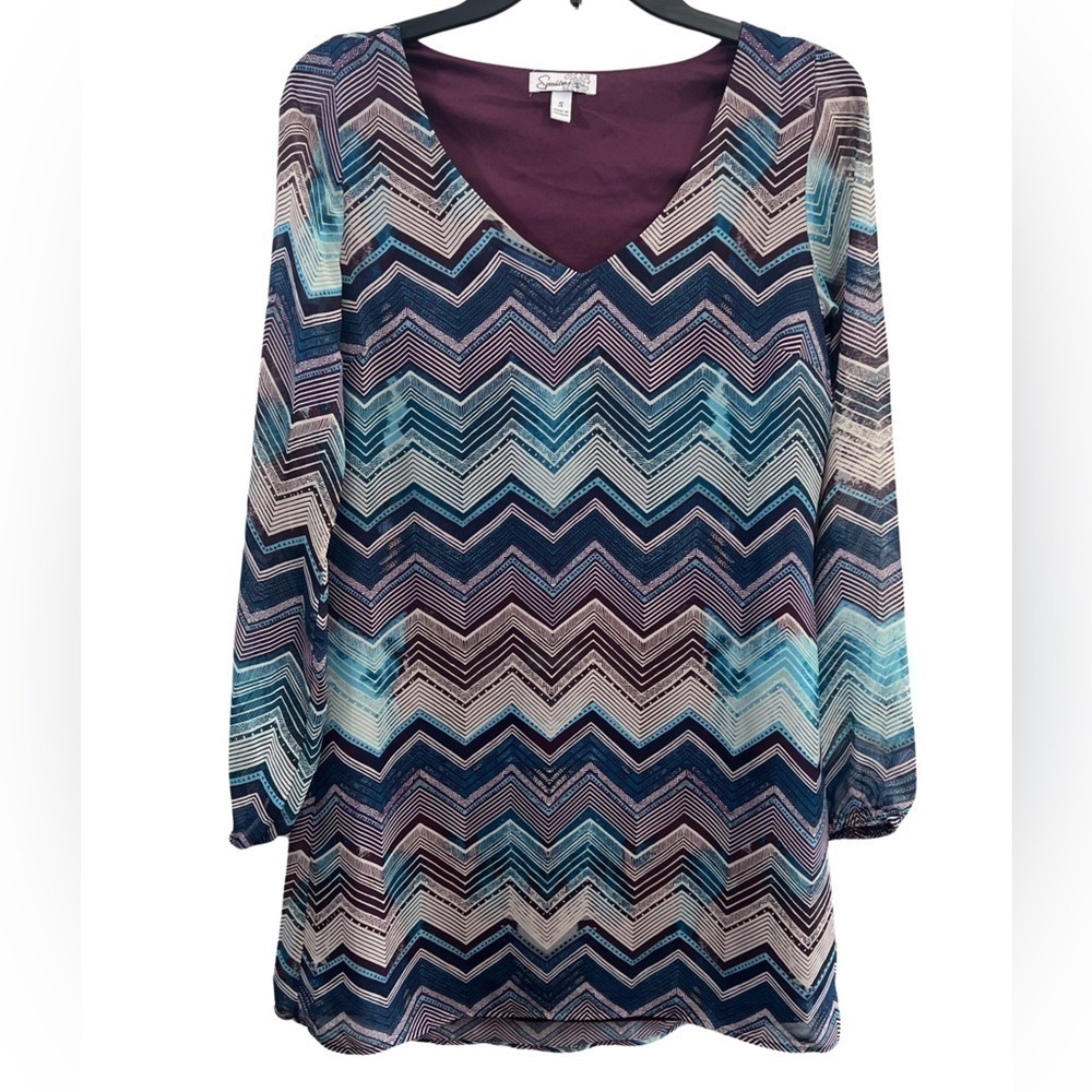Speechless Longsleeve chevron pattern dress